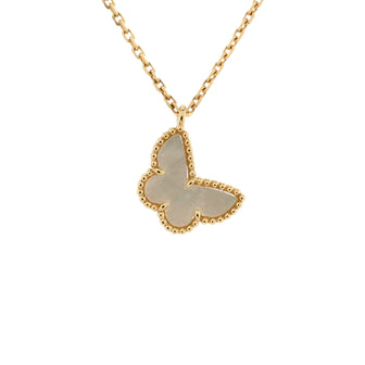 Van Cleef & Arpels Sweet Alhambra Butterfly Pendant Necklace 18K Yellow Gold and Mother of Pearl