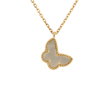 Van Cleef & Arpels Sweet Alhambra Butterfly Pendant Necklace 18K Yellow Gold and Mother of Pearl
