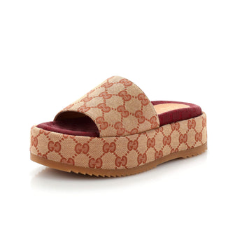 Gucci Women's Angelina Platform Slide Sandals GG Canvas