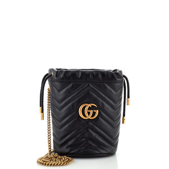 Gucci GG Marmont Bucket Bag Diagonal Quilted Leather Mini