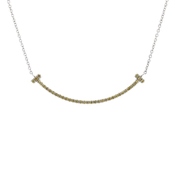 Tiffany & Co. T Smile Pendant Necklace 18K White Gold with Yellow Sapphires Small