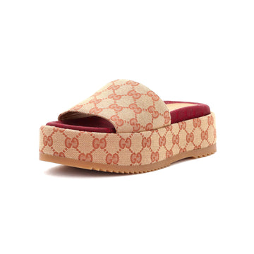 Gucci Women's Angelina Platform Slide Sandals GG Canvas