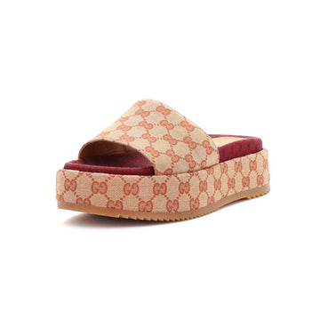 Gucci Women's Angelina Platform Slide Sandals GG Canvas