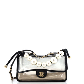 Chanel Sand By The Sea Pearl Flap Bag PVC with Lambskin Medium