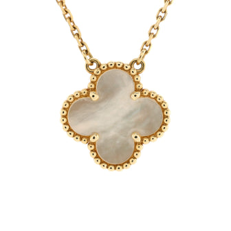 Van Cleef & Arpels Vintage Alhambra Pendant Necklace 18K Yellow Gold and Mother of Pearl