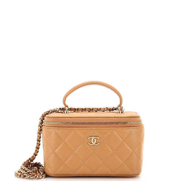 Chanel Classic Top Handle Vanity Case with Chain Quilted Lambskin