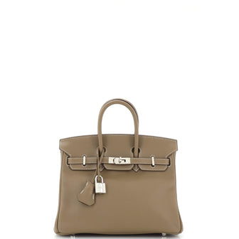 Hermes Birkin Handbag Grey Swift with Palladium Hardware 25