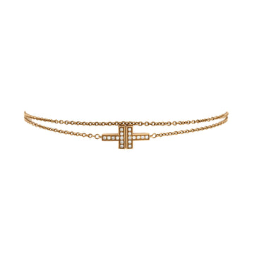 Tiffany & Co. T Double Chain Bracelet 18K Rose Gold and Diamonds Medium