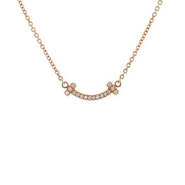 Tiffany & Co. T Smile Pendant Necklace 18K Rose Gold with Diamonds Mini