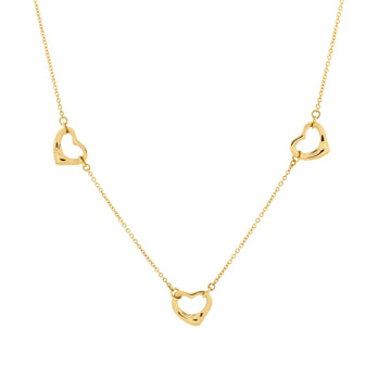 Tiffany & Co. Elsa Peretti 3 Motifs Open Heart Necklace 18K Yellow Gold