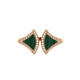 Bvlgari Divas' Dream Open Ring 18K Rose Gold with Malachite and Diamonds