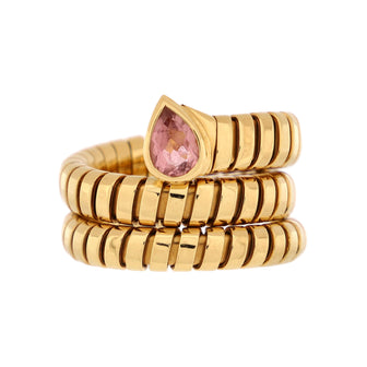 Bvlgari Serpenti Tubogas Double Wrap Ring 18K Yellow Gold with Tourmaline