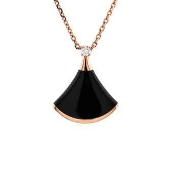 Bvlgari Divas' Dream Pendant Necklace 18K Rose Gold with Onyx and Diamond Small