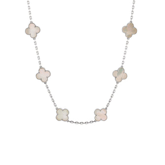 Van Cleef & Arpels Vintage Alhambra 10 Motifs Necklace 18K White Gold and Mother of Pearl