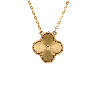 Van Cleef & Arpels Vintage Alhambra Pendant Necklace Guilloche 18K Yellow Gold
