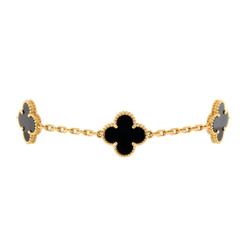 Van Cleef & Arpels Vintage Alhambra 5 Motifs Bracelet 18K Yellow Gold and Onyx