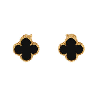 Van Cleef & Arpels Vintage Alhambra Earrings 18K Yellow Gold and Onyx