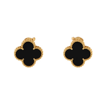 Van Cleef & Arpels Vintage Alhambra Earrings 18K Yellow Gold and Onyx