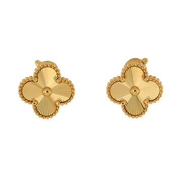 Van Cleef & Arpels Vintage Alhambra Earrings Guilloche 18K Yellow Gold