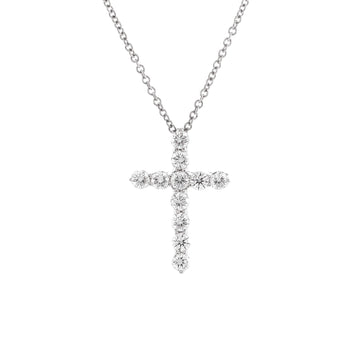 Tiffany & Co. Cross Pendant Necklace Platinum and Diamonds Small