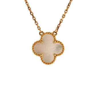 Van Cleef & Arpels Vintage Alhambra Pendant Necklace 18K Yellow Gold and Mother of Pearl