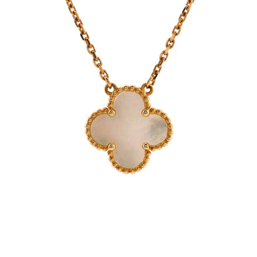 Van Cleef & Arpels Vintage Alhambra Pendant Necklace 18K Yellow Gold and Mother of Pearl