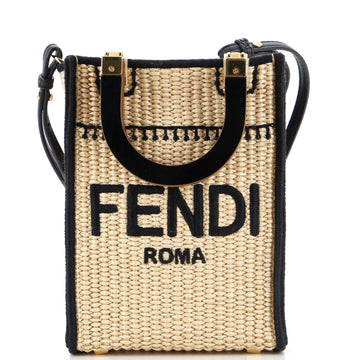Fendi Sunshine Shopper Tote Straw Mini