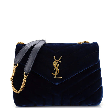 Saint Laurent Loulou Shoulder Bag Matelasse Chevron Velvet Small