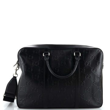 Gucci Briefcase GG Embossed Perforated Leather Medium