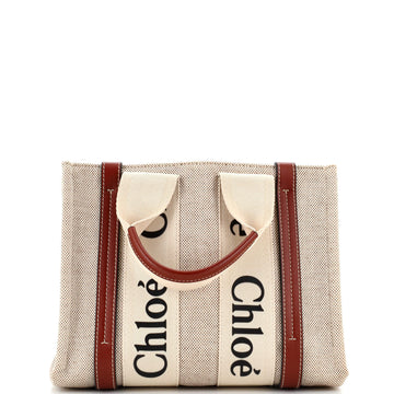 Chloe Woody Tote Canvas with Leather Small