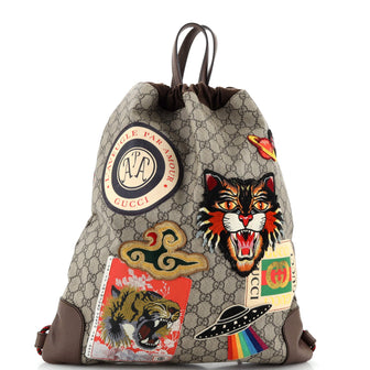 Gucci Neo Vintage Drawstring Backpack GG Coated Canvas Large