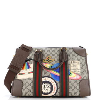 Gucci Courrier Carry On Convertible Duffle GG Coated Canvas with Applique Small