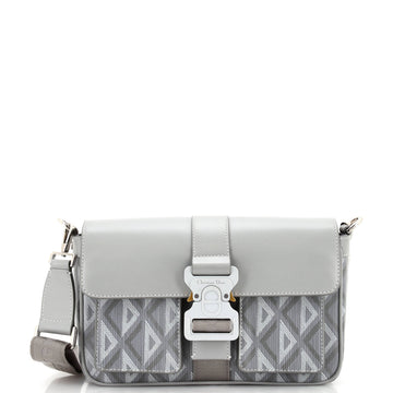 Christian Dior Hit the Road Flap Crossbody Bag CD Diamond Coated Canvas and Leather Small