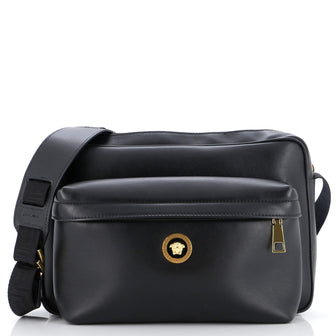 Versace Medusa Front Pocket Zip Messenger Leather Medium