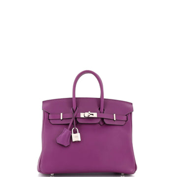Hermes Birkin Handbag Purple Swift with Palladium Hardware 25