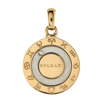 Bvlgari 12 Months Horoscope Movable Round Pendant Charm Pendant & Charms 18K Yellow Gold and Stainless Steel with Diamond