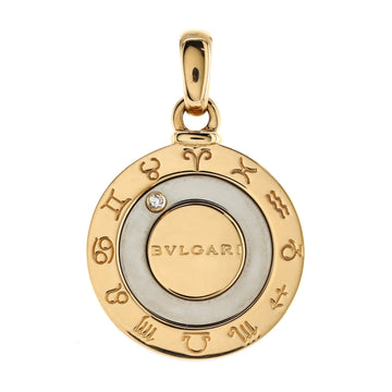 Bvlgari 12 Months Horoscope Movable Round Pendant Charm Pendant & Charms 18K Yellow Gold and Stainless Steel with Diamond