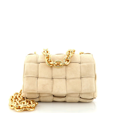 Bottega Veneta Cassette Chain Crossbody Bag Padded Maxi Intrecciato Suede