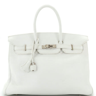 Hermes Birkin Handbag White Togo with Palladium Hardware 35
