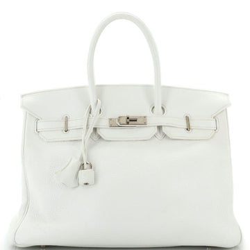 Hermes Birkin Handbag White Togo with Palladium Hardware 35