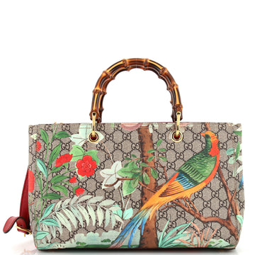 Gucci Bamboo Shopper Tote Tian Print GG Coated Canvas Medium