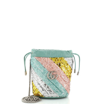Gucci GG Marmont Bucket Bag Diagonal Quilted Sequins Mini