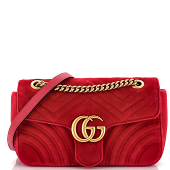 Gucci GG Marmont Flap Bag Matelasse Velvet Small