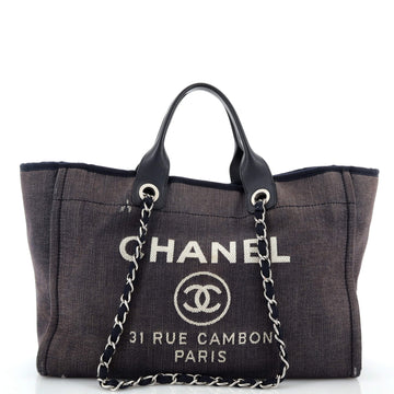 Chanel Deauville Tote Striped Mixed Fibers Medium