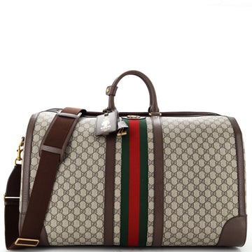 Gucci Savoy Web Convertible Duffle Bag GG Coated Canvas Maxi