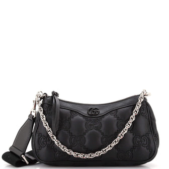 Gucci Zip Shoulder Bag GG Embossed Matelasse Nylon with Leather Mini