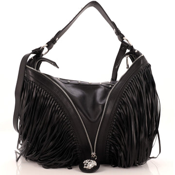 Versace Repeat Hobo Fringed Leather Large