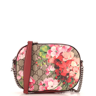Gucci Chain Crossbody Bag Blooms Print GG Coated Canvas Mini