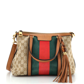 Gucci Rania Convertible Top Handle Bag Web GG Canvas Small