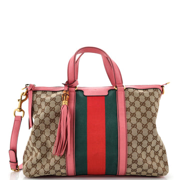 Gucci Rania Convertible Top Handle Bag Web GG Canvas Medium